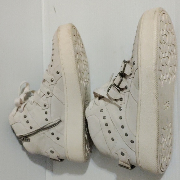 Coach white suede stud high tops sneakers - Picture 5 of 13